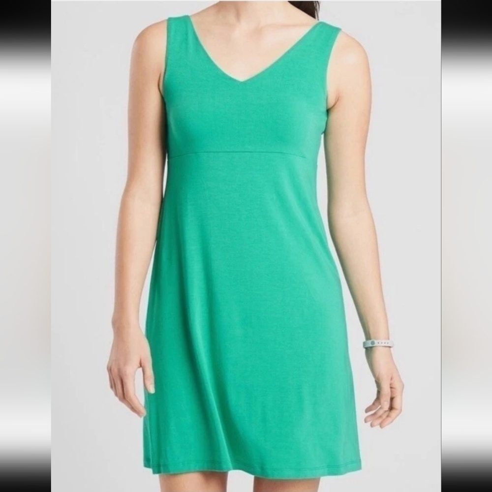 Athleta Womens Santorini V Neck Solid Dress Teal Size XXS